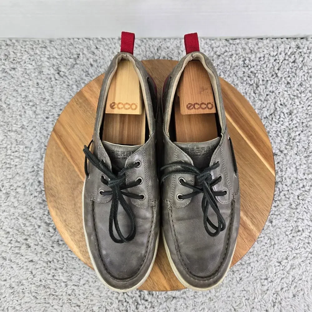 Sperry Men 10.5 Top Sider Gold Cup Gray Leather Casual Lifestyle Daily Boat Shoe